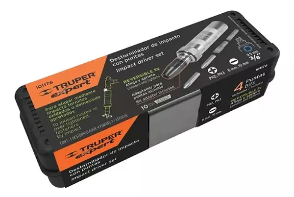 Desarmador De Impacto Con 4 Puntas De Acero S2 3/8", Expert
