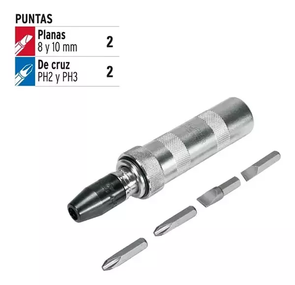Desarmador De Impacto Con 4 Puntas De Acero S2 3/8", Expert