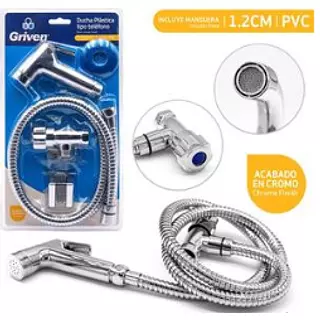 Ducha Plastica P/Baño Tipo Telefono Con Cadena 1.2m Blister.