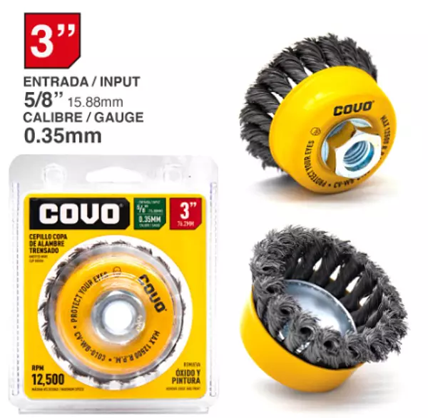 Cepillo Copa Alambre Trensado 3" Blister Pza