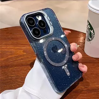 Case Magsafe Azul Escarcha Soporte Iphone 16pro+