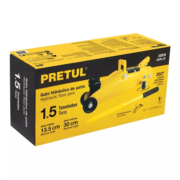 Gato Hidráulico De Patín 1.5t, 32 Movimientos, Pretul