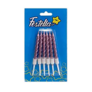 Vela Palo Rosa X6 En Blister