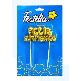 Vela Feliz Cumpleaños Dorada