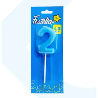 Vela 4.5cm Azul Numero 2