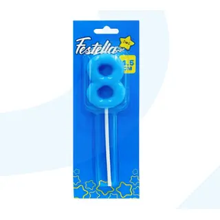 Vela 4.5cm Azul Numero 8