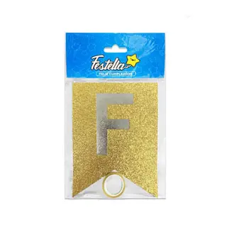 Banderin Feliz Cumpleaños Escarchado Dorado