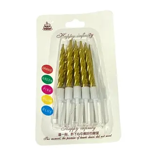 Vela Metalizada Blister Pequeña Dorada