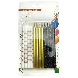 Vela Metalizada Blister Estampada Colores Surtidos