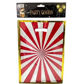 Bolsa Plastica Con Rayas Rojas X10