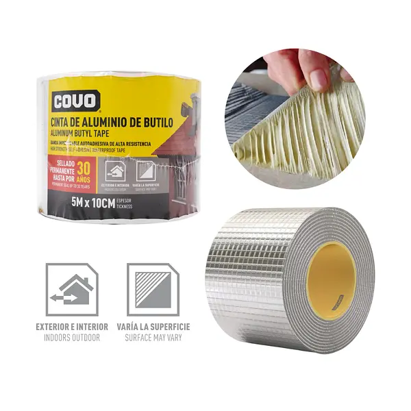 Cinta De Aluminio De Butilo - 10cm X 5m - Grosor 1.5mm