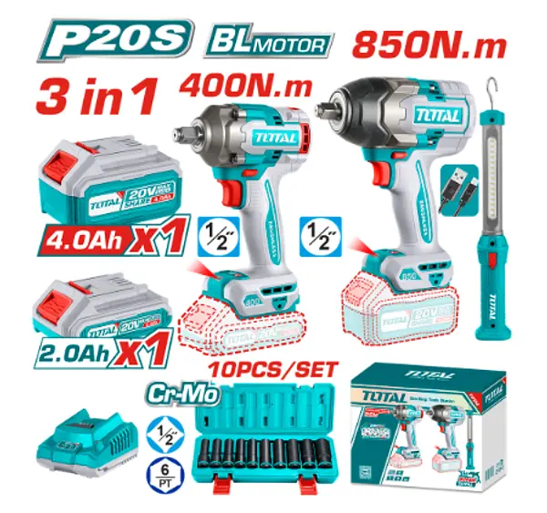 Pistola Impacto + Pistola Impacto Inalámbrica + Lampara 300