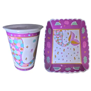 Platos Y Vasos Para Fiesta De Cola De Sirena Rosada