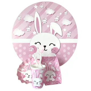Platos Y Vasos Para Fiesta De Conejo Rosado