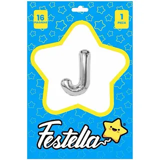 Globo Letra J Plateada 16''