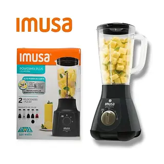 Licuadora Imusa Powermix 2 Velocidades Negro Vaso Plástico