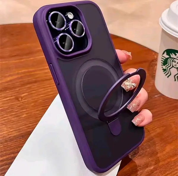 Case Magsafe Morado Mate Protector Cámaras Iphone 16