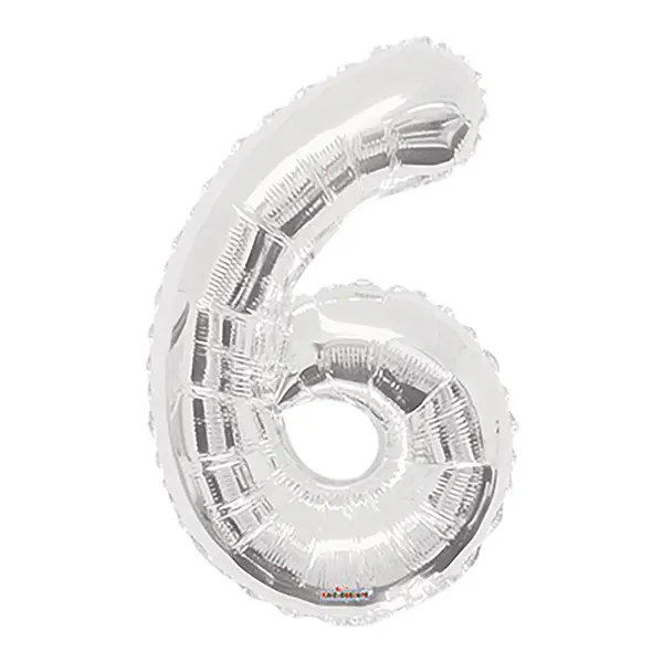 Globo Metalizado Numero 6 Plateado
