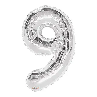 Globo Metalizado Numero 9 Plateado