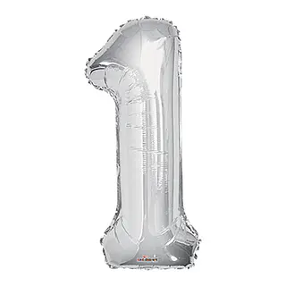 Globo Metalizado Numero 1 Plateado