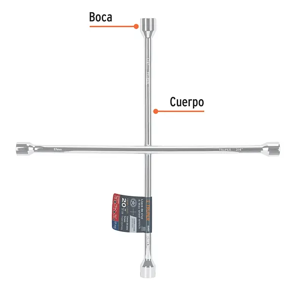 Llave De Cruz 20" Pulida Y Cromada, Truper