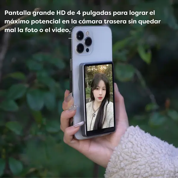 Monitor Selfie Magnético 4" Con Power Bank 1500ma