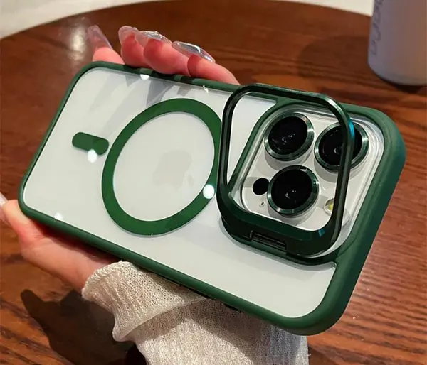 Case Magsafe Borde Verde Protector Cámaras Iphone 14pro