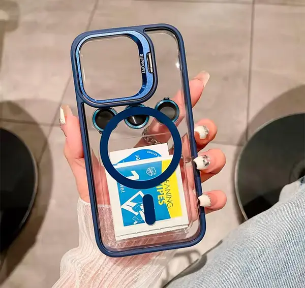 Case Magsafe Borde Azul Protector Cámaras Iphone 12pro+