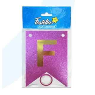 Banderin Feliz Cumpleaños Escarchado Fucsia