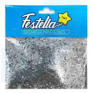 Escarcha Para Globo Plateada Paquete X12