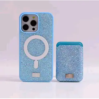 Case Diseño Swarovski Tarjetero Azul Claro Iphone 13 Pro+