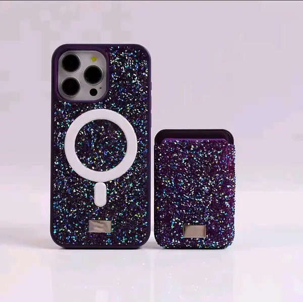 Case Diseño Swarovski Tarjetero Morado Iphone 11
