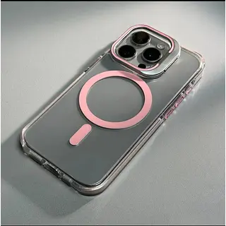 Case Magsafe Soporte Protector Camaras Rosado Iphone 16