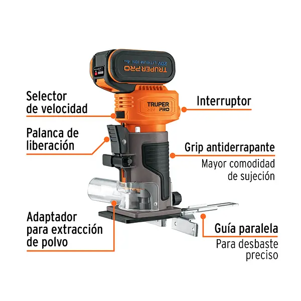 Mini Router Inalámbrico 20 V Truper Brushless