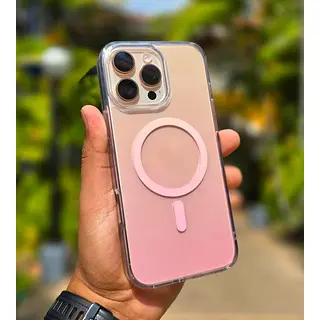 Case Transparente Degrade Rosado Magsafe Iphone 15pro