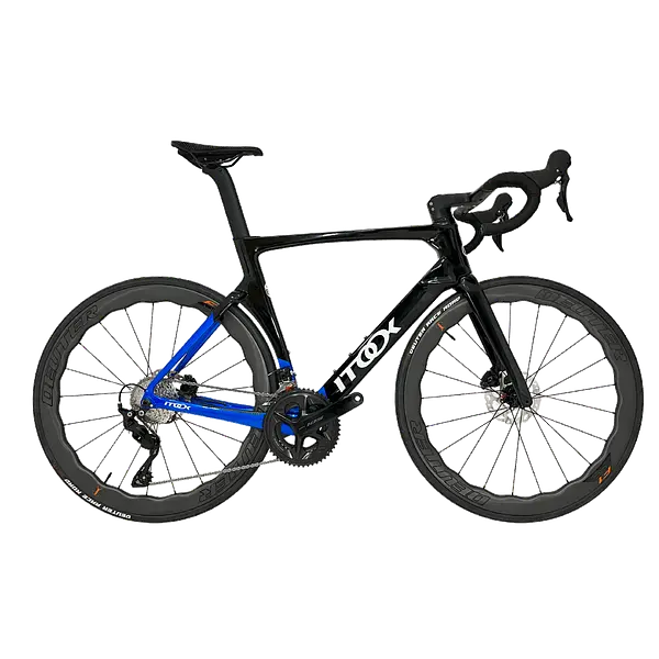 Bicicleta Compas Pro Negro Mate/Azul Grupo 105 Rines F1 Pro