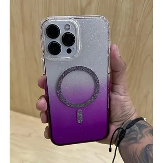 Case Transparente Magsafe Escarcha Morado Iphone 16
