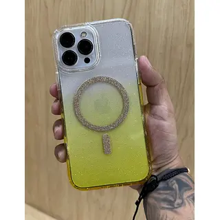 Case Transparente Magsafe Escarcha Amarillo Iphone 16