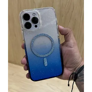 Case Transparente Magsafe Escarcha Azul Iphone 14pro+