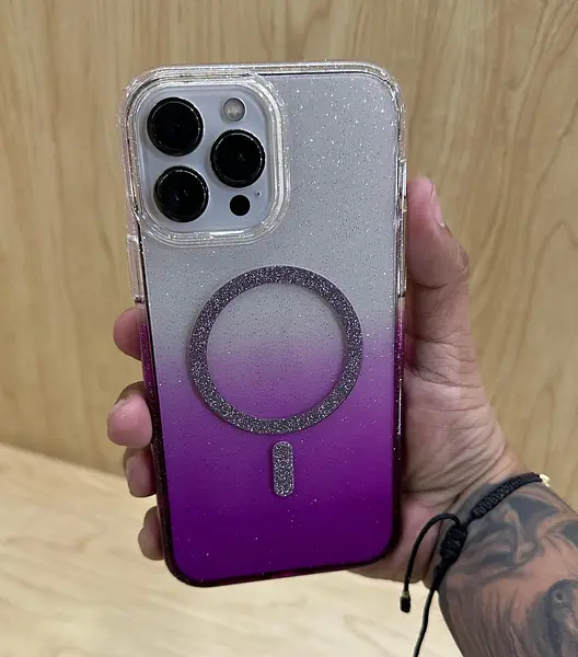Case Transparente Magsafe Escarcha Morado Iphone 13pro+