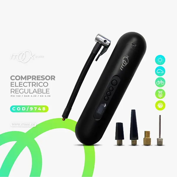 Compresor Itook Eléctrico Recargable 25x4,5cm