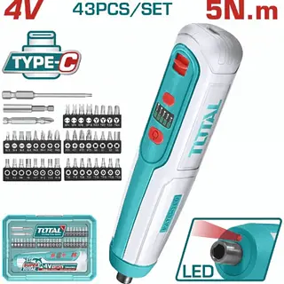 Atornillador 4v 5nm + Caja Plástica 43pz Total
