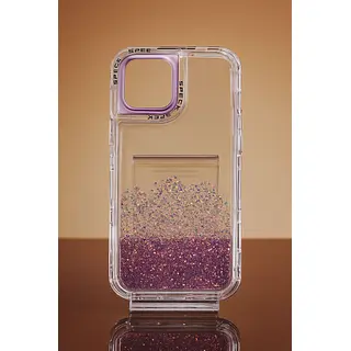 Case Transparente 360° Escarcha Lila Iphone 15pro+