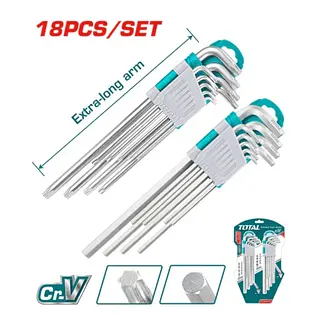 Juego De Llaves Allem Y Torx Extra Larga - 18pzs Total