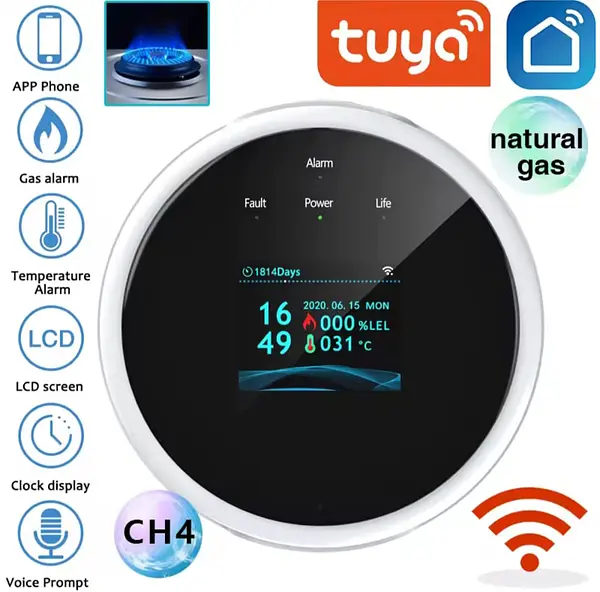 Sensor De Gas Y Humo Alarma Inteligente Wifi Tuya