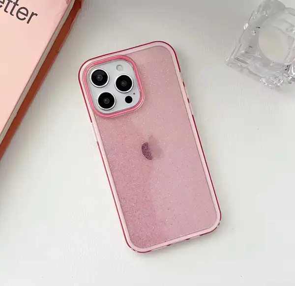 Case Escarcha Rosado Borde Blanco Iphone 11