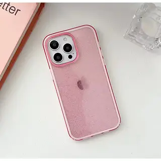 Case Escarcha Rosado Borde Blanco Iphone 16pro+