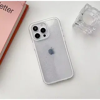 Case Escarcha Blanco Borde Blanco Iphone 13