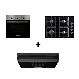 Combo 1 Challenger: Estufa, Horno Y Campana Negra 60 Cm