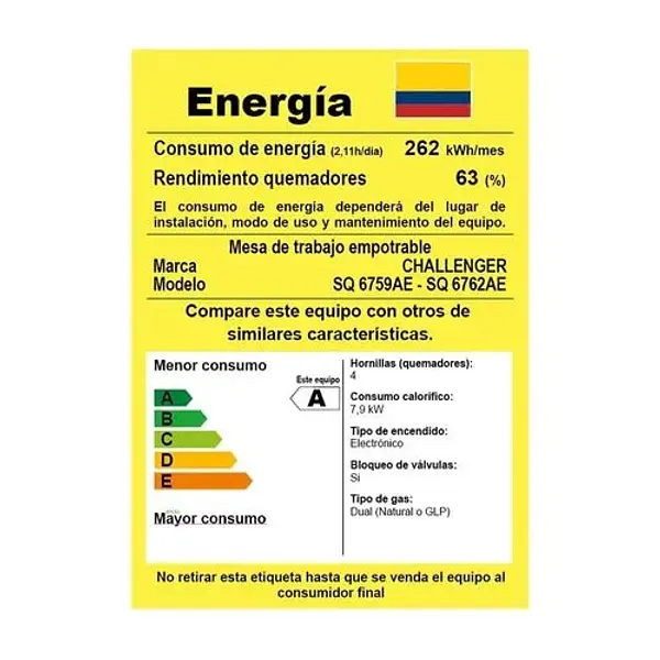 Combo 1 Challenger: Estufa, Horno Y Campana Negra 60 Cm
